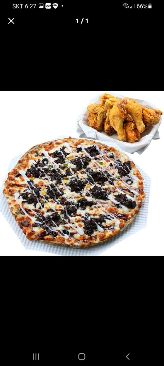 리얼 소 불고기피자+치킨+콜라M 메뉴 사진(네이버)