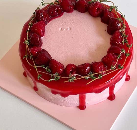 Strawberry-topped cake at Ordinary House