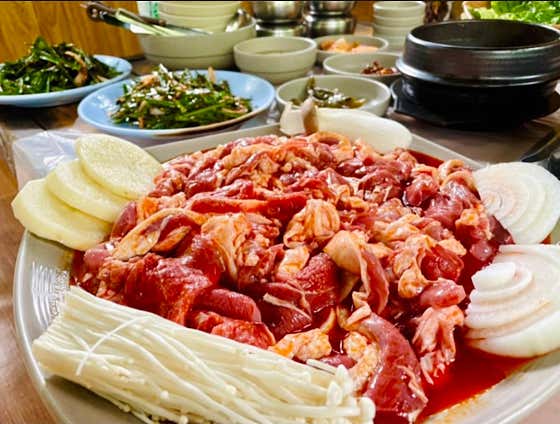 2인분)오리로스구이(반마리)+된장찌개 메뉴 사진(네이버)
