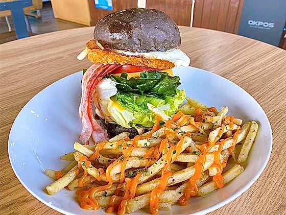 로드수제버거(매콤)+음료 메뉴 사진(네이버)