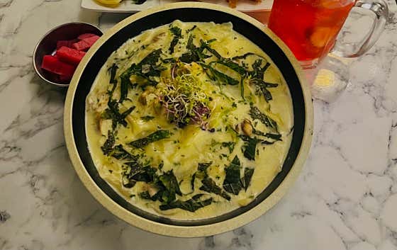 시금치 크림 수제비 메뉴 사진(네이버)