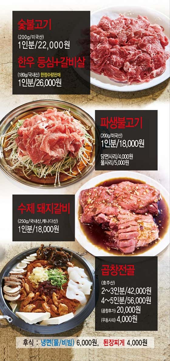 수제 돼지갈비 메뉴 사진(네이버)