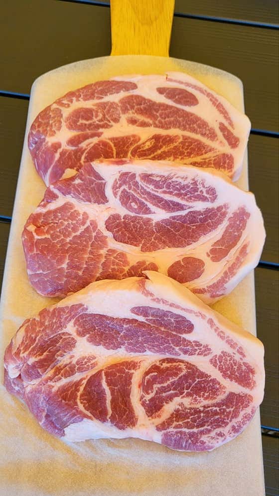 보성한돈 목살(100g) 메뉴 사진(네이버)