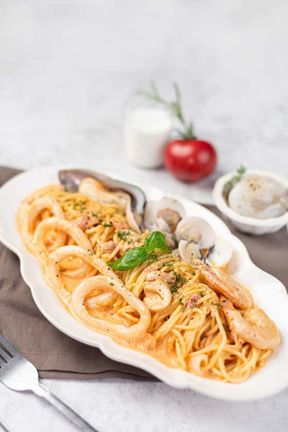 씨푸드 로제 파스타 메뉴 사진(네이버)