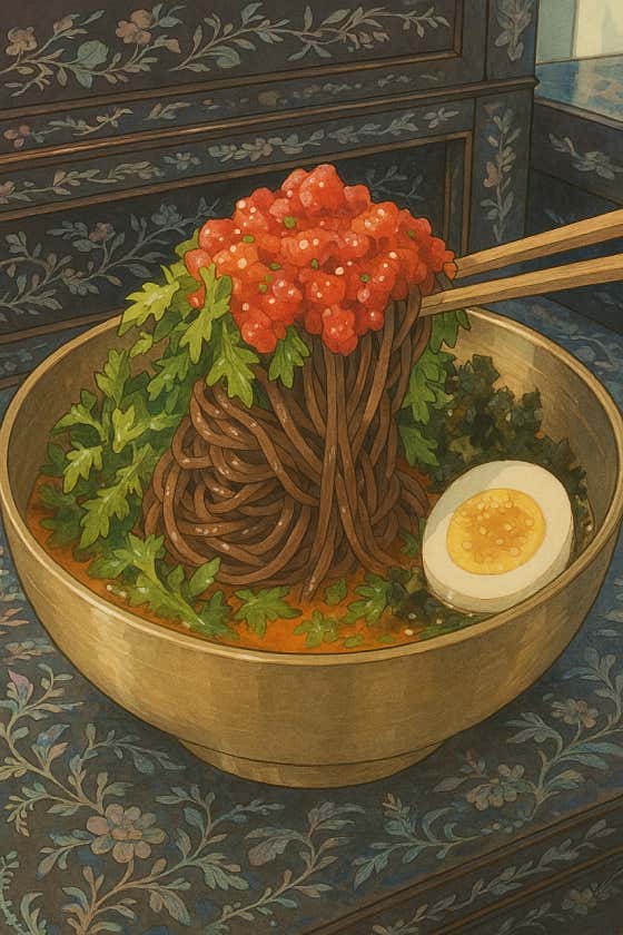 경주식 미나리 한우육회막국수 메뉴 사진(네이버)