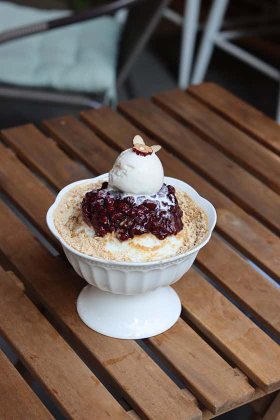 저당 통팥빙수 메뉴 사진(네이버)