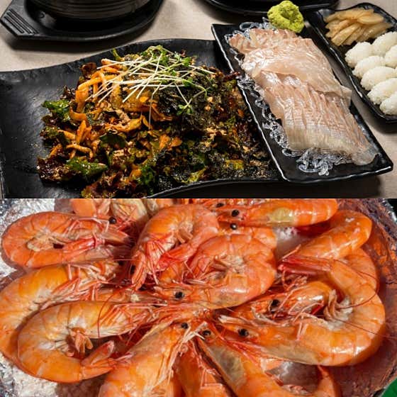 막회(대광어)+왕새우소금구이(계절) 메뉴 사진(네이버)