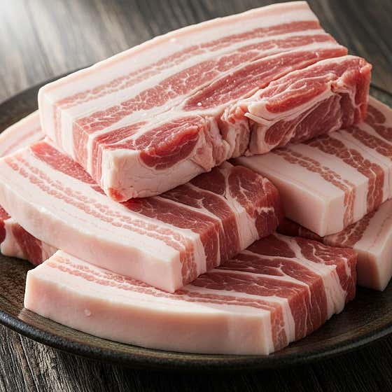 한돈 최고급 삼겹살 (100g) 메뉴 사진(네이버)
