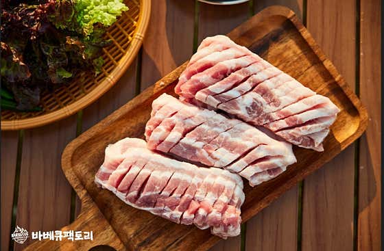 한돈 미박삼겹살(100g) 메뉴 사진(네이버)