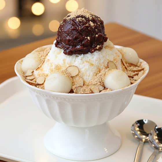 눈꽃 우유 팥빙수 메뉴 사진(네이버)