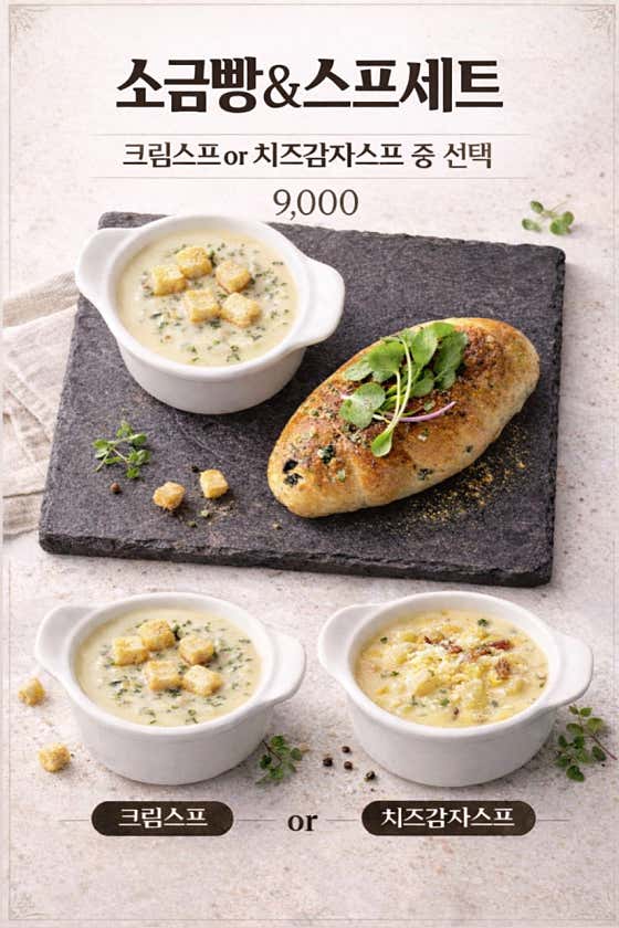 버터소금빵&스프 세트 메뉴 사진(네이버)