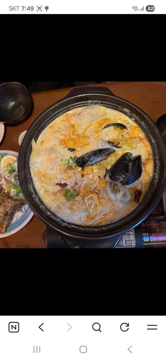 크림짬뽕나베 메뉴 사진(네이버)