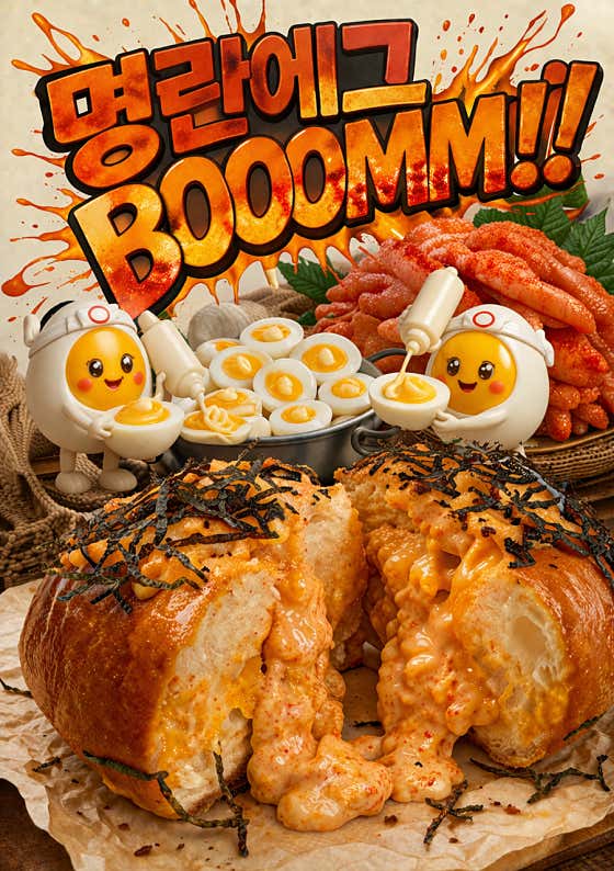 (HOT)명란에그폭탄 소금빵 메뉴 사진(네이버)