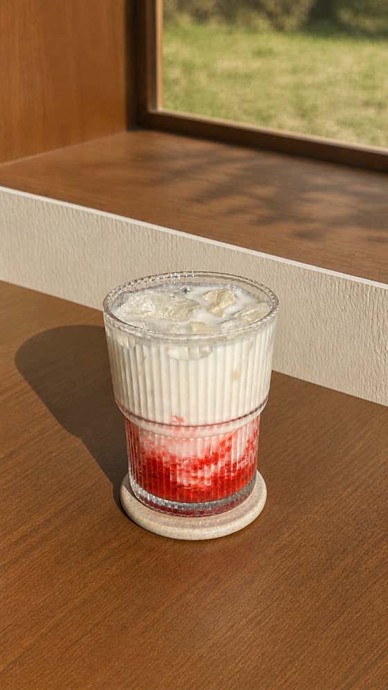 딸기 라떼 (ICE) 메뉴 사진(네이버)