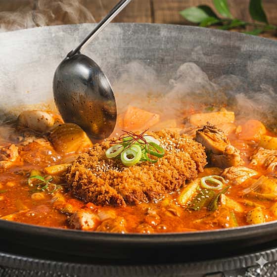솥뚜껑 돈까스 닭볶음탕 (닭+돈까스) 메뉴 사진(네이버)