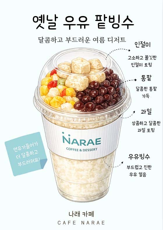 옛날 팥빙수 메뉴 사진(네이버)