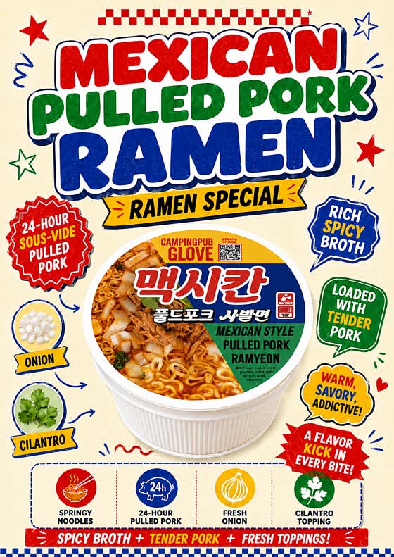 맥시칸 풀드포크 라면 메뉴 사진(네이버)