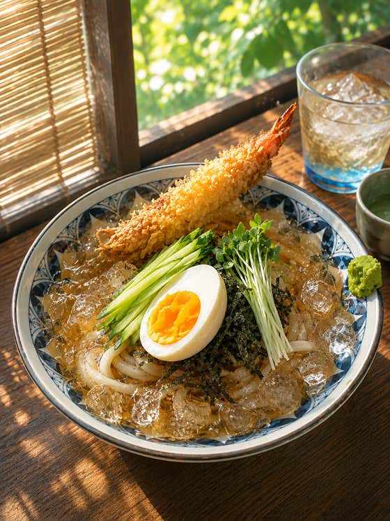 🍜냉우동(왕새우튀김포함) 메뉴 사진(네이버)