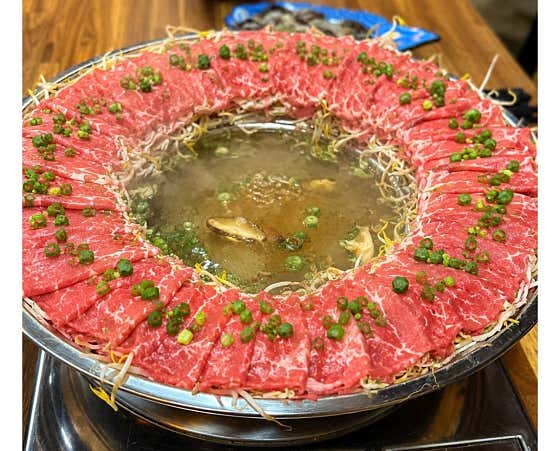 소고기숙주샤브 lẩu bò giá 메뉴 사진(네이버)