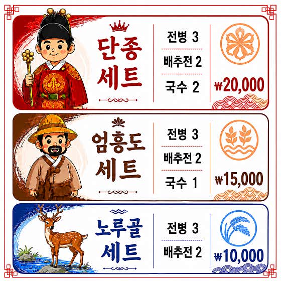 영월전병 맛집 동강맛집 세트메뉴 메뉴 사진(네이버)