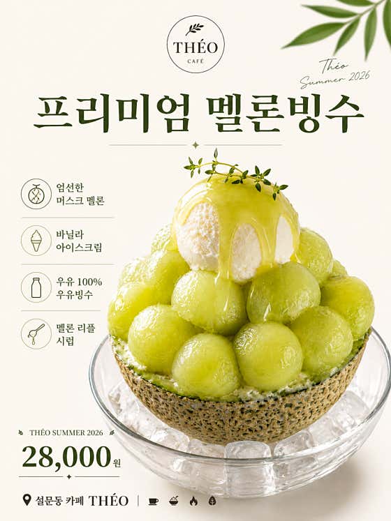 프리미엄 멜론빙수 메뉴 사진(네이버)