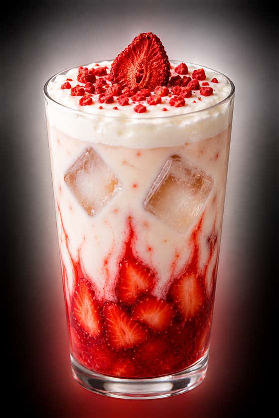 시그니처딸기라떼(Only Ice) 메뉴 사진(네이버)