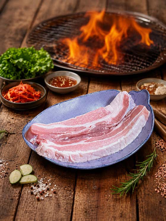 참숯불 삼겹살/ 오겹살 메뉴 사진(네이버)