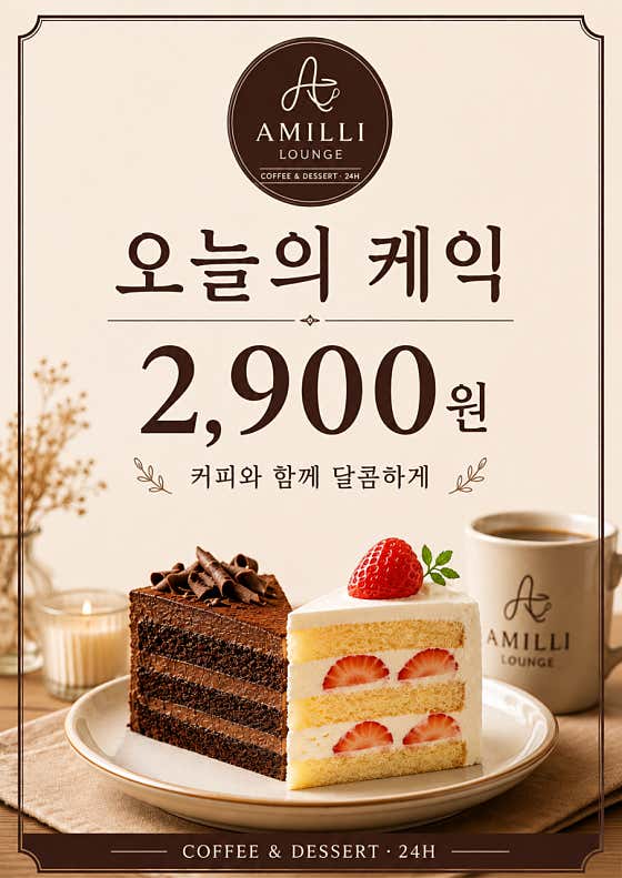 오늘의 케익 메뉴 사진(네이버)