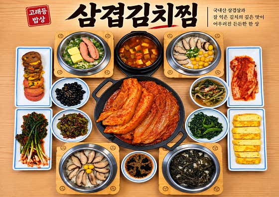 삼겹김치찜 솥밥정식 메뉴 사진(네이버)