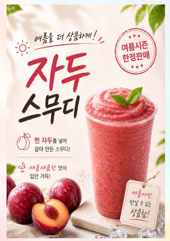 기간한정메뉴! 자두스무디(8-10월) 메뉴 사진(네이버)