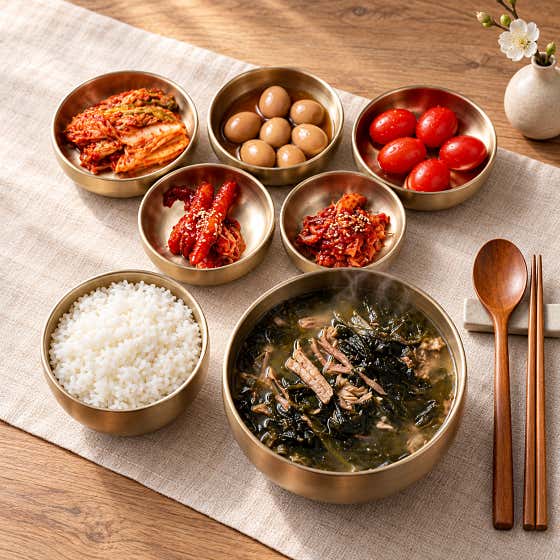 5첩 소등심 미역국 생일상 메뉴 사진(네이버)