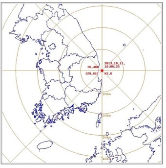 영덕서 규모 3.6 지진 발생