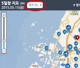 광주, 전남 지역에 열리는 5일장은? 광주, 전남 5일장 지도