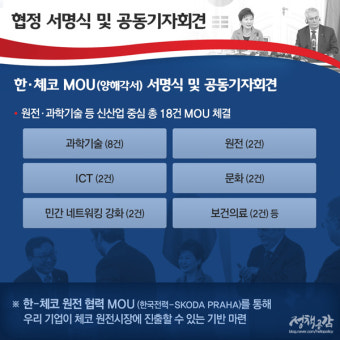 박 대통령, 체코 순방 주요 성과