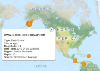 2016년 4월 2일 美 알래스카서 규모 6.2 지진… 인명피해 없어