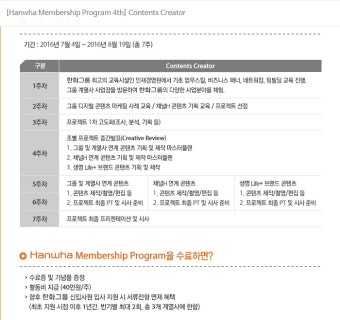 대학생 동생들 주목~! 한화 멤버십 프로그램 4기모집