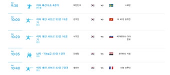 8월 8일 리우올림픽 경기일정 (한국 스웨덴 핸드볼 / 여자 사브르 김지연 / 양궁 김우진 기보배 / 한국 러시아 배구)