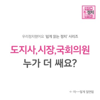 [쉽게읽는정치] 도지사, 시장, 국회의원 누가 더 쎄요?