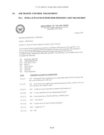 2010년 미 공군 C-17 수송기 알래스카 추락사고 - 최후 2분 블랙박스 대화내용