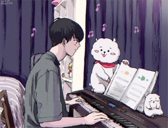 [방탄소년단/진] 200525 유트브 라이브 '피아노 연습'하는 '석진' - 영상 및 사진