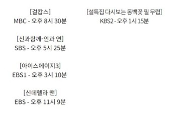 <2020 설 특선영화>채널별, 날짜별 편성표(SBS, KBS2, tvN, MBC, OCN, 채널A, EBS, JTBC, 채널CGV)