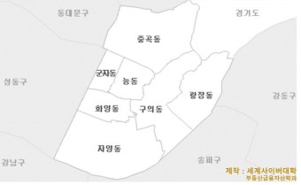 서울시 광진구 읍면동별 토지이용상태별 지가 수준 - 2020년