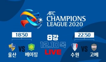 2020 AFC 챔피언스리그 8강 대진표 아시아 챔피언스리그 울산vs베이징, 수원vs고베, 이제 부터가 진짜 아챔 이다.