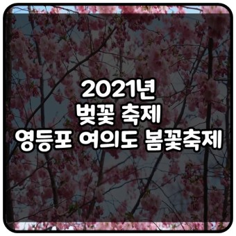 2021 벚꽃축제 신청, 영등포 여의도 봄꽃축제 !