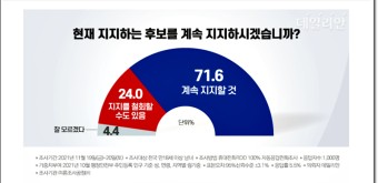 11월 3주 데일리안 차기 대선후보 지지율 여론조사 윤석열후보 당선가능성 48.7% 이다