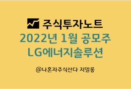 2022년 1월 공모주 일정 LG에너지솔루션(373220) 청약...