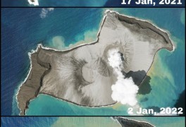 훙가 퉁가 해저 화산 폭발로 섬이 사라지다.