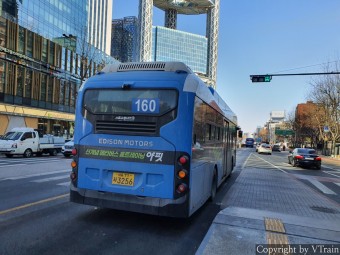 서울 저상 160번 버스 - 서울교통네트웍 서울 71사 3256호 에디슨모터스 NEW E-화이버드 초저상 전기버스 EV