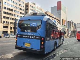 서울 저상 421번 버스 - 삼성여객 서울 74사 3135호 에디슨모터스 스마트 110 초저상 전기버스 EV