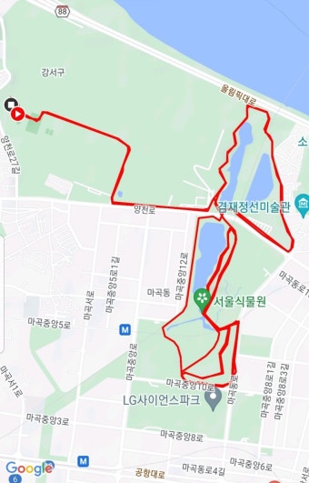 마라톤 러닝일기, 22-114회차 서울물재생공원 서울식물원 18km 코스 건강 달리기 (22.10.13)